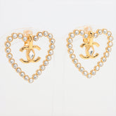 Chanel Coco Heart Rhinestone Gold Clip On Earrings Costume Jewellery 2023